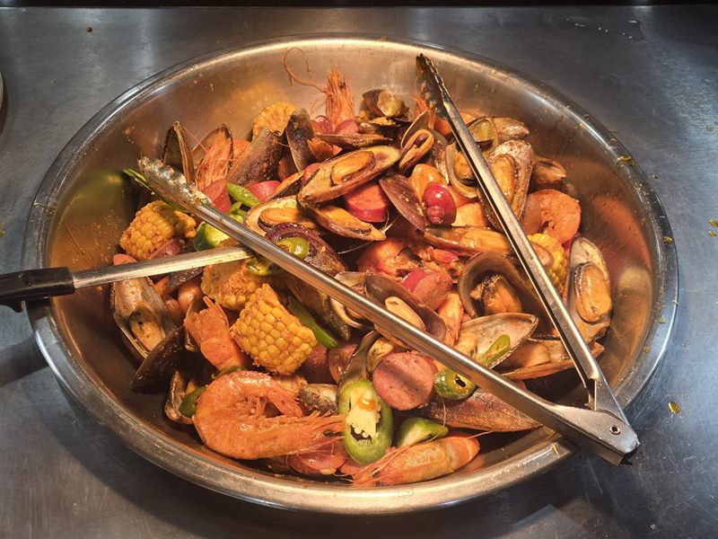 Two Volcano Seafood Boil Buffet food